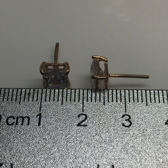 14k rose gold over 925 silver 3 carat studs - Picture 6 of 8